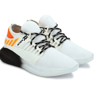 Stylish White PU Solid Running Shoes For Men