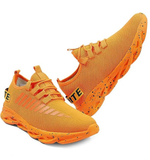 Stylish Orange PU Solid Running Shoes For Men