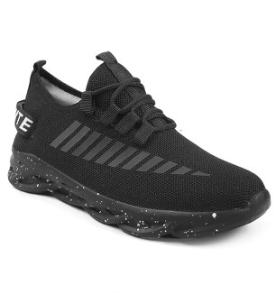 Stylish Black PU Solid Running Shoes For Men