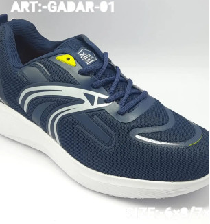 Comfortable Navy Blue Synthetic Sports Shoes For Men