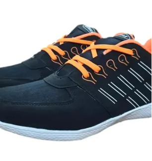 Stylish Black PVC Self Design Sports Shoes For Men