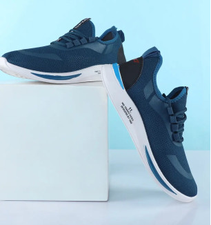 Blue Mesh Sneakers For Men