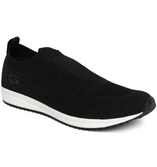 Stylish Black Synthetic Solid Walking Shoes For Men