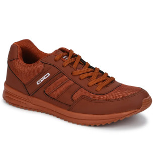 Stylish Brown Mesh Colourblocked Walking Shoes For Men