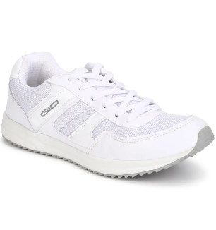 Stylish White Mesh Colourblocked Walking Shoes For Men