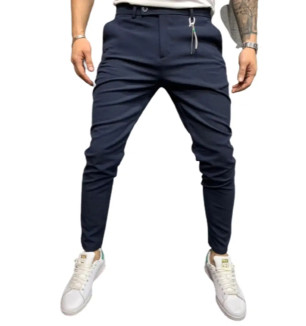 FLYNOFF Black Solid 4Way Lycra Tailored Fit Ankle Length Men's Track Pant