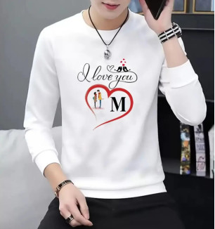 Mens Printed Round Neck Full Sleeve T-Shirt