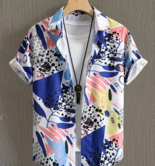 Classic Polyester Spandex Printed Casual Shirts For Men's