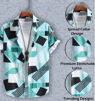 Classic Cotton Spandex Printed Casual Shirts For Men's