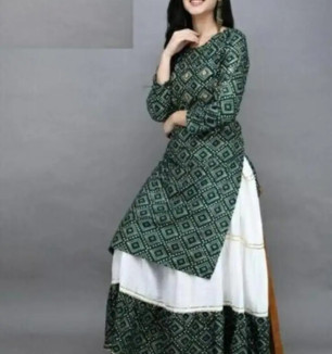 Green Rayon Embroidered Kurtas For Women