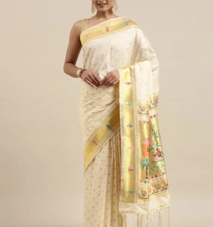 Stylish Silk Blend Paithani Saree For Women