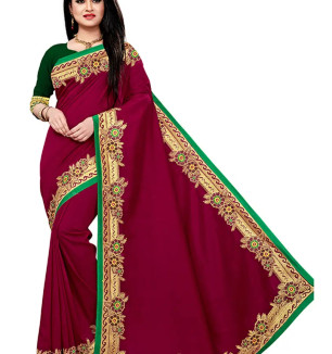 Beautiful Silk Blend Saree With Blouse Piece