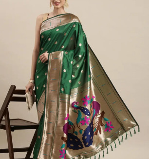 Pure Paithani Silk Saree With Runnig Bluse