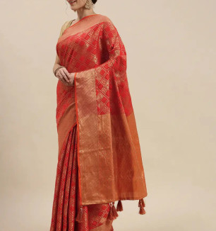 Women's Banarasi Patola Silk Saree With Blouse Piece