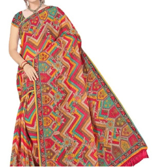 Stylish Georgette Printed Saree With Blouse Piece For Women