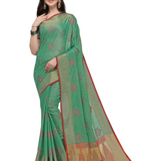 Party Wear Teal Colour Banarasi Silk Embelished Work Festival Saree