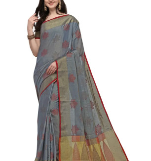 Party Wear Flint Colour Banarasi Silk Embelished Work Festival Saree