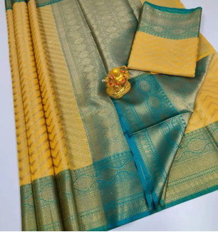 Fancy Banarasi Saree With Blouse Piece For Women