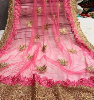 Net Embroidered Fashion Saree