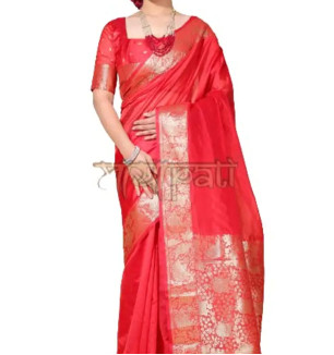 Mayapati Zari Woven Organza Saree|5.5M| For Women With Unstitched Blouse |0.8M| (Orange)