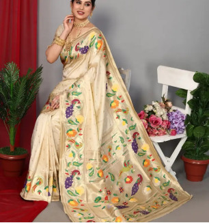 Designer Paithani Silk Saree With Running Blouse