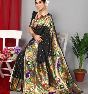 Designer Paithani Silk Saree With Running Blouse