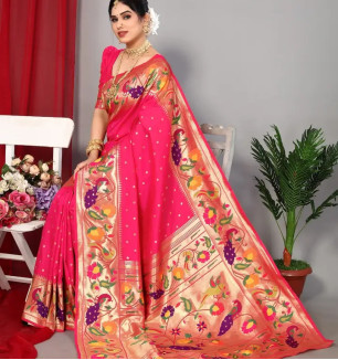 Designer Paithani Silk Saree With Running Blouse