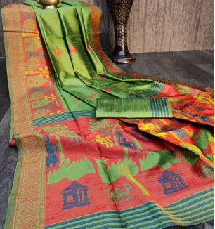 Raw Silk Saree With Unstitched Blouse Peice