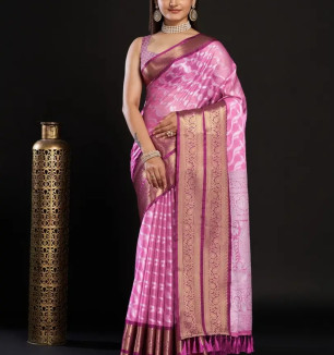 Designer Kanjivaram Silk Saree With Running Blouse