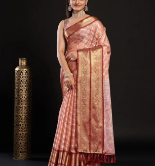 Designer Kanjivaram Silk Saree With Running Blouse