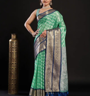 Designer Kanjivaram Silk Saree With Running Blouse