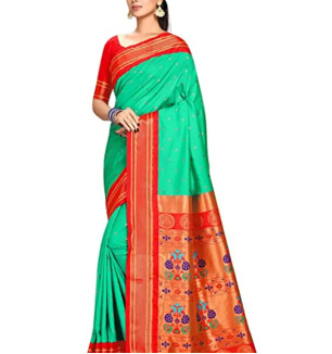 Stylish Tussar Silk Sea Green Saree With Blouse Piece