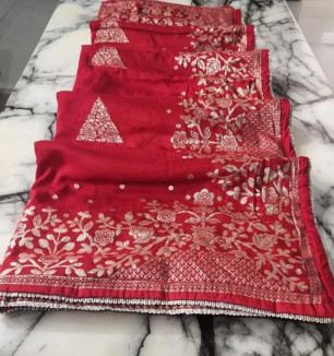 Chanderi Cotton Woven Design Lace Border Sarees With Blouse Piece