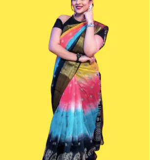 Black Printed Cotton Saree