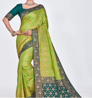 Stylish Polyester Blend Zari Saree With Blouse Piece For Women