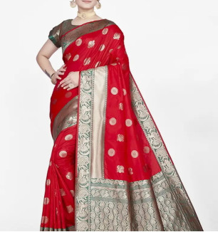 Stylish Silk Blend Zari Saree With Blouse Piece For Women