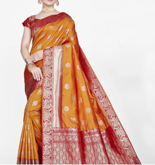 Stylish Silk Blend Zari Saree With Blouse Piece For Women