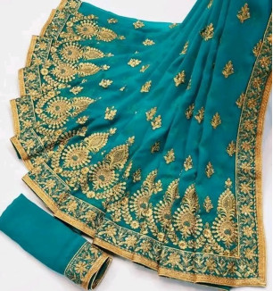 Embroidered Beautiful Georgette Saree