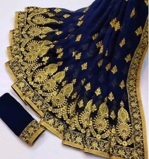 Embroidered Beautiful Georgette Saree