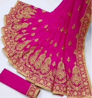 Embroidered Beautiful Georgette Saree