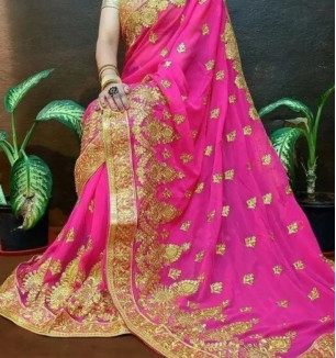 Embroidered Beautiful Georgette Saree