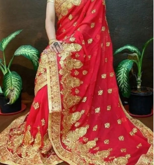 Embroidered Beautiful Georgette Saree