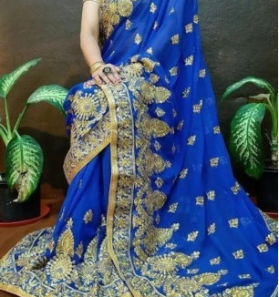 Embroidered Beautiful Georgette Saree