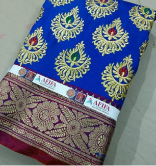 Banarasi Satin Silk Embroidered Sarees With Blouse Piece