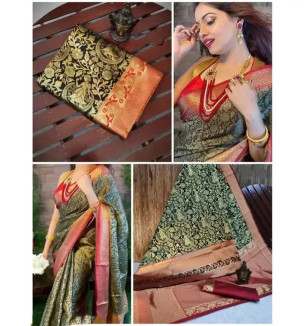 Beautiful Art Silk Saree With Blouse Piece For Women