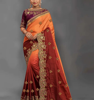 Stylish Fancy Designer Silk Blend Saree With Blouse Piece For Women