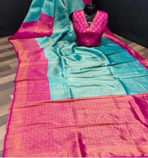 Fancy Banarasi Silk Saree With Blouse Piece For Women