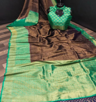 Fancy Banarasi Silk Saree With Blouse Piece For Women