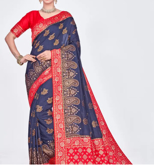 Beautiful  Polyester  Jacquard Saree With Blouse Piece For Women