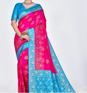 Beautiful  Polyester  Jacquard Saree With Blouse Piece For Women